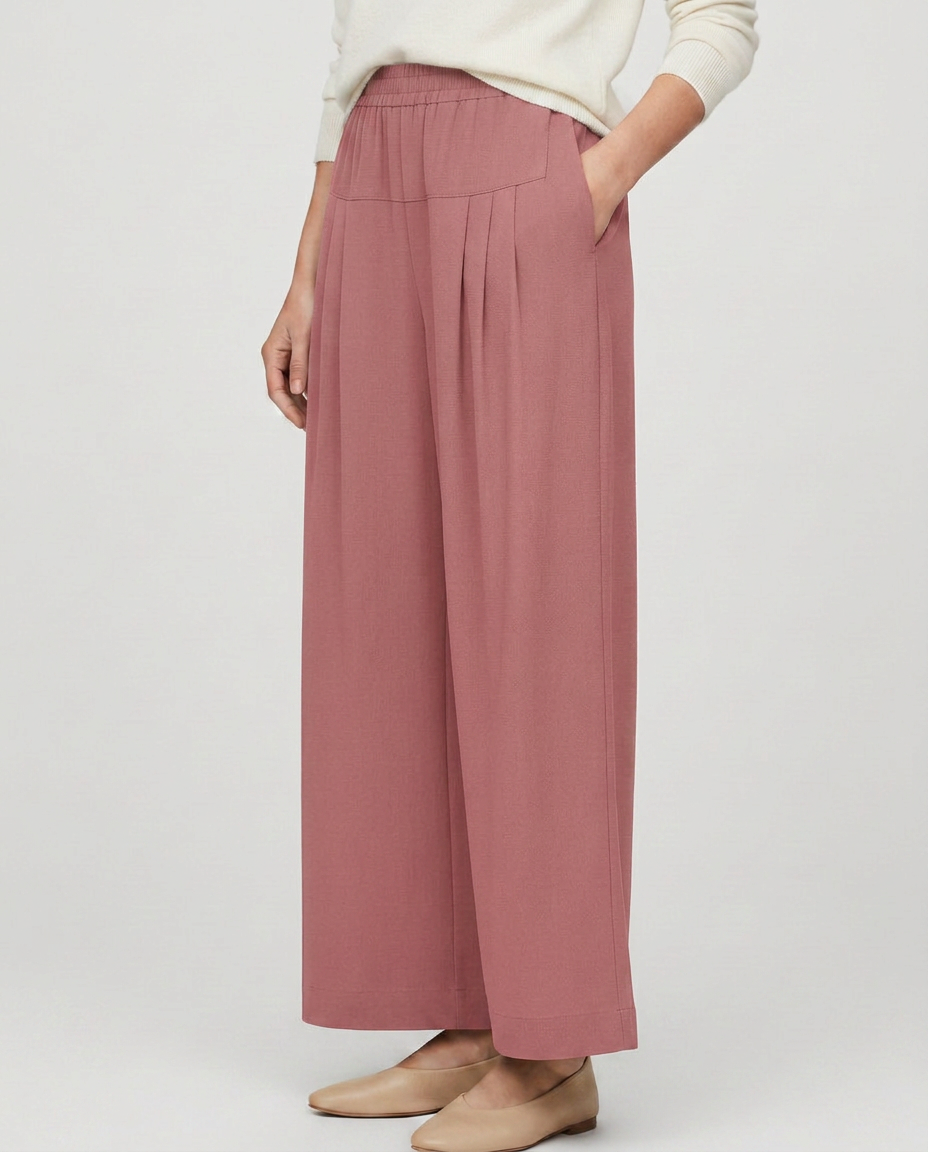 Nona | Wide Leg Pants with Elastic Waistband