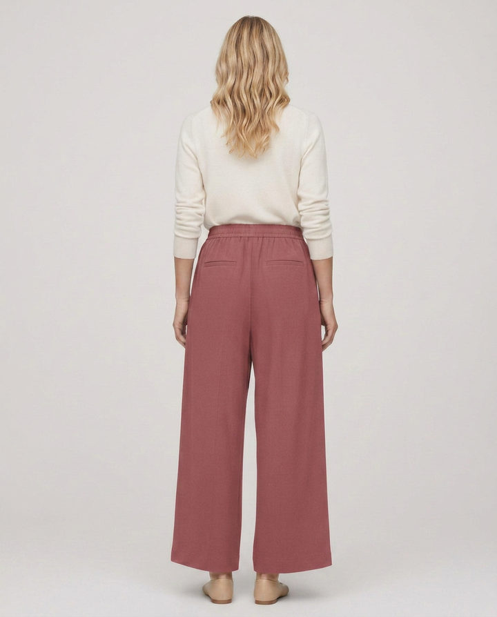 Nona | Wide Leg Pants with Elastic Waistband