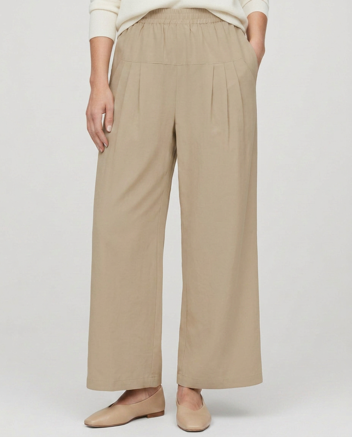 Nona | Wide Leg Pants with Elastic Waistband