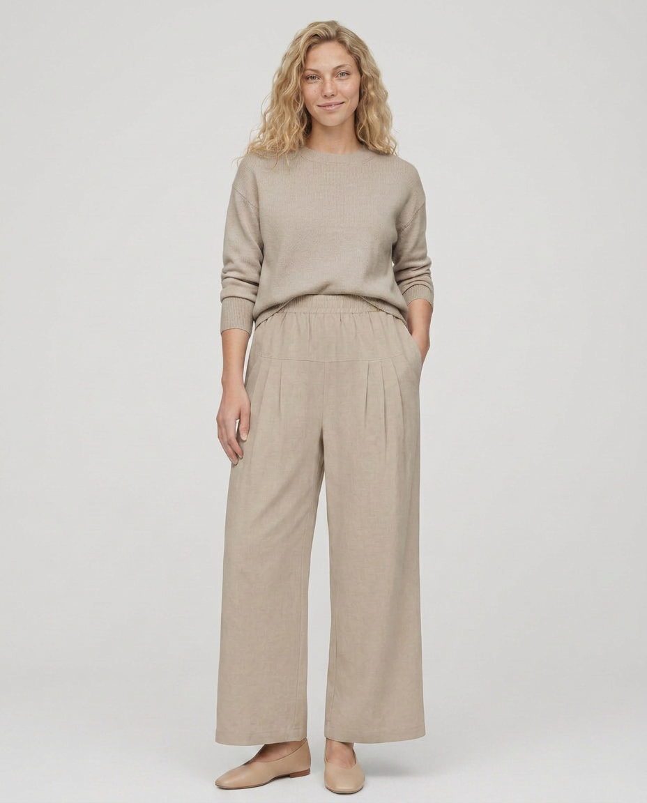 Nona | Wide Leg Pants with Elastic Waistband
