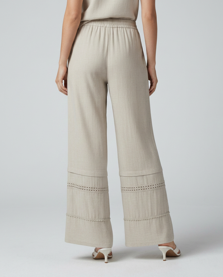 Mollie | Wide Leg Pants with Lace Trim Panels