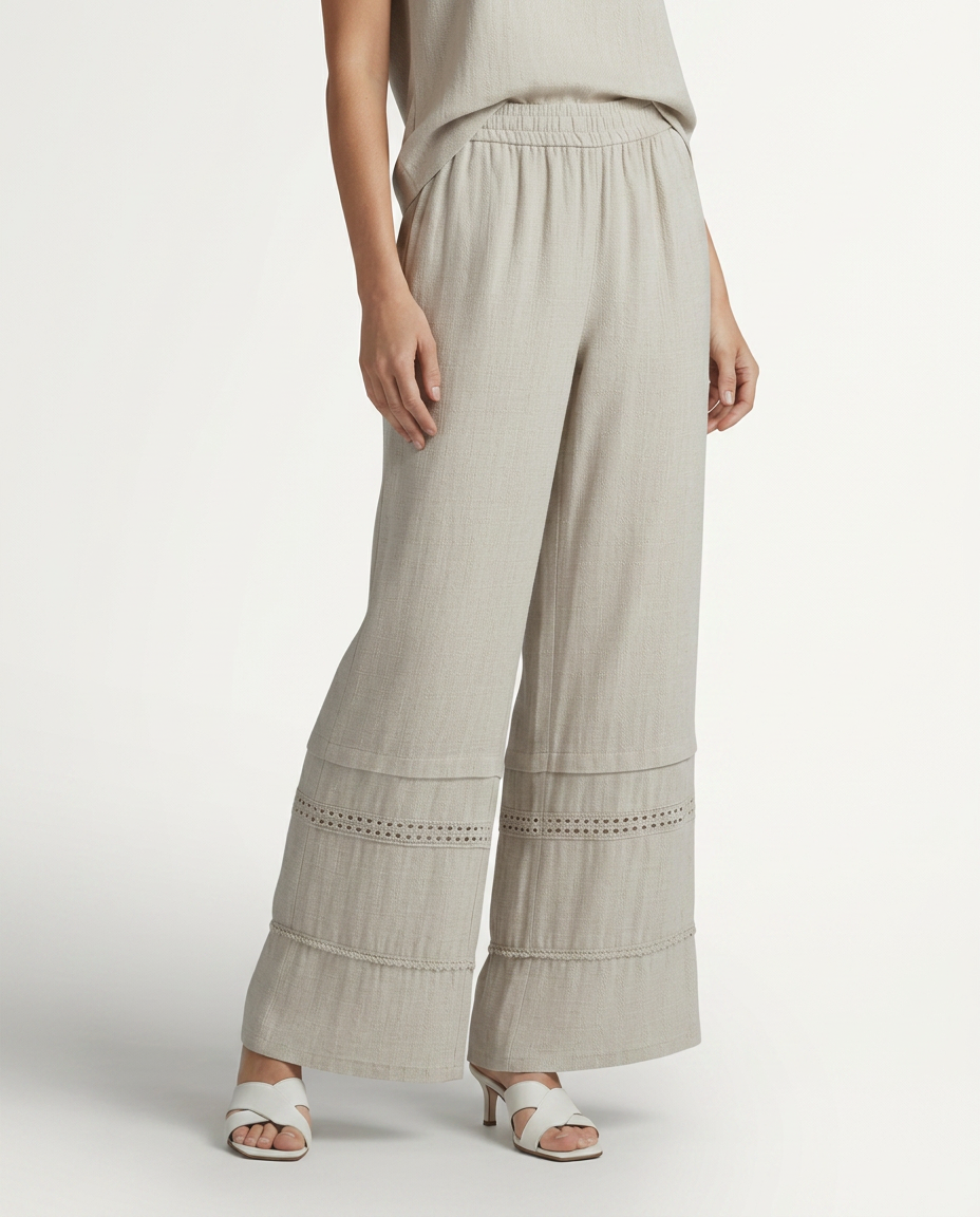 Mollie | Wide Leg Pants with Lace Trim Panels