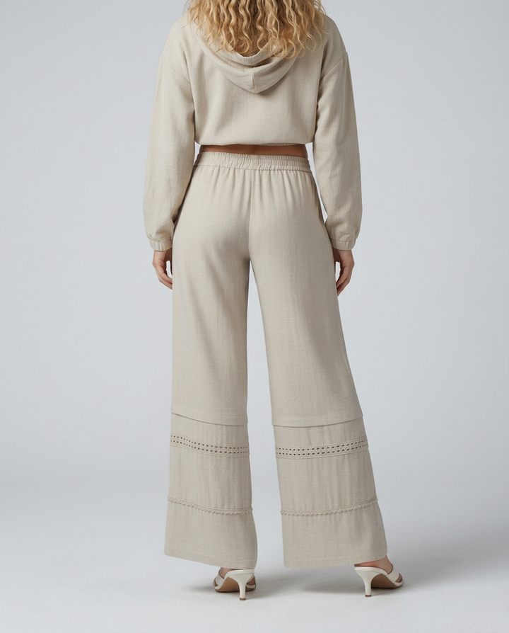 Mollie | Wide Leg Pants with Lace Trim Panels