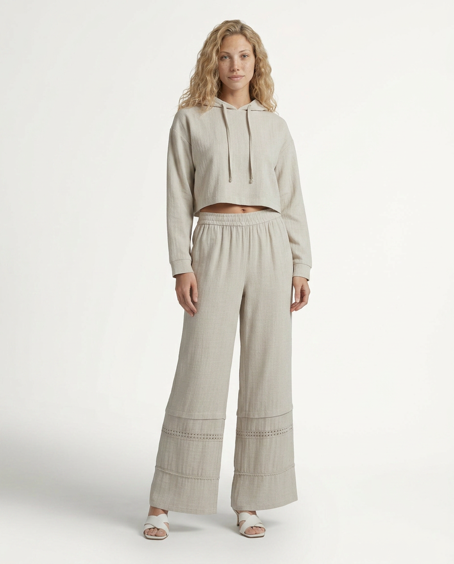 Mollie | Wide Leg Pants with Lace Trim Panels