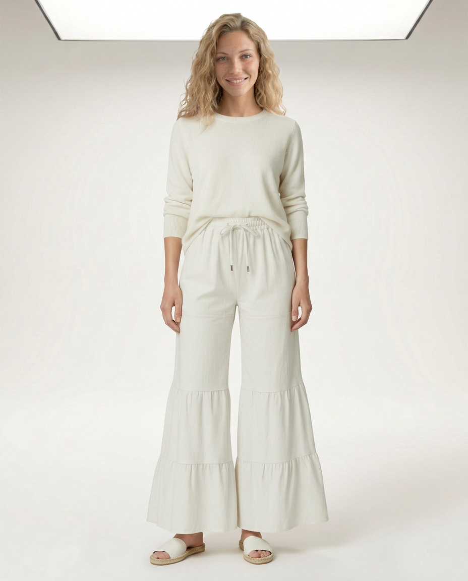 Lora | Tiered Wide Leg Pants with Elastic Waist