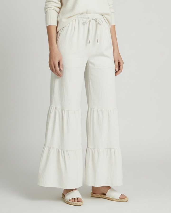 Lora | Tiered Wide Leg Pants with Elastic Waist