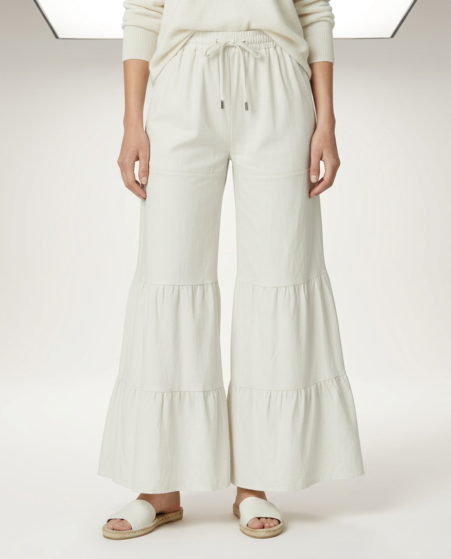 Lora | Tiered Wide Leg Pants with Elastic Waist
