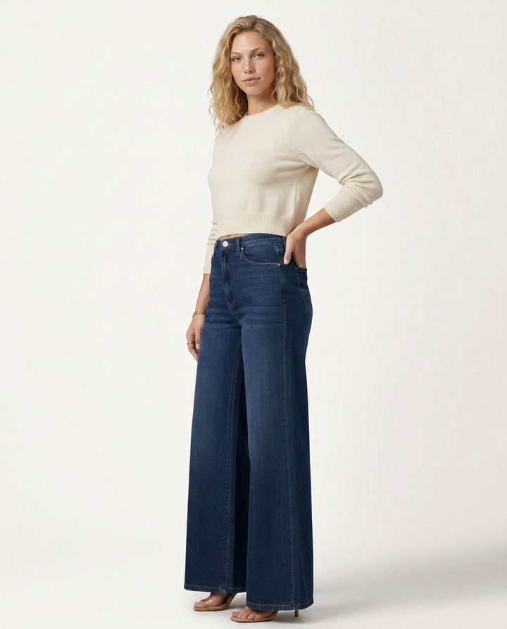 Lee | High Waist Wide Leg Denim Look Pants