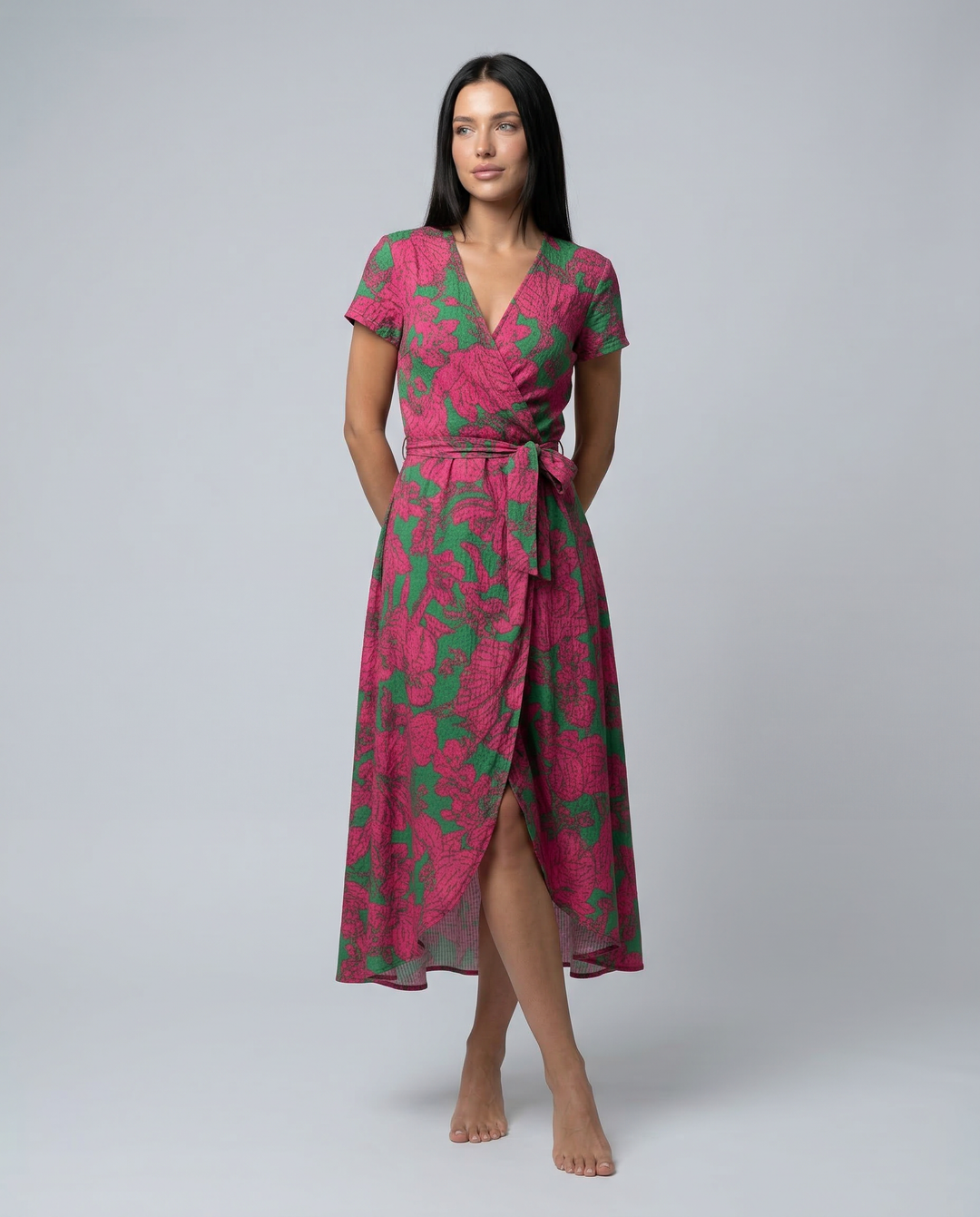 Elowen | Wrap Maxi Dress with Short Sleeves