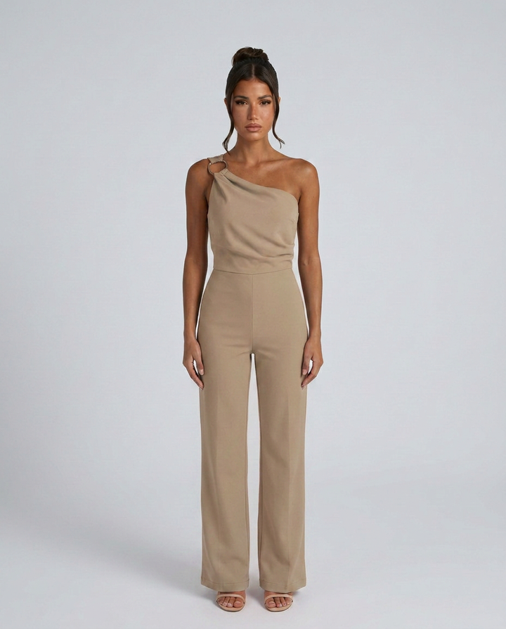 Lucile | One-Shoulder Jumpsuit with Wide-Leg Pants