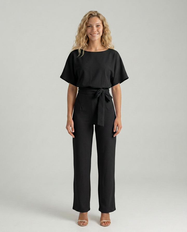 Arline | Jumpsuit with Tie Waist and Wide-Leg Pants