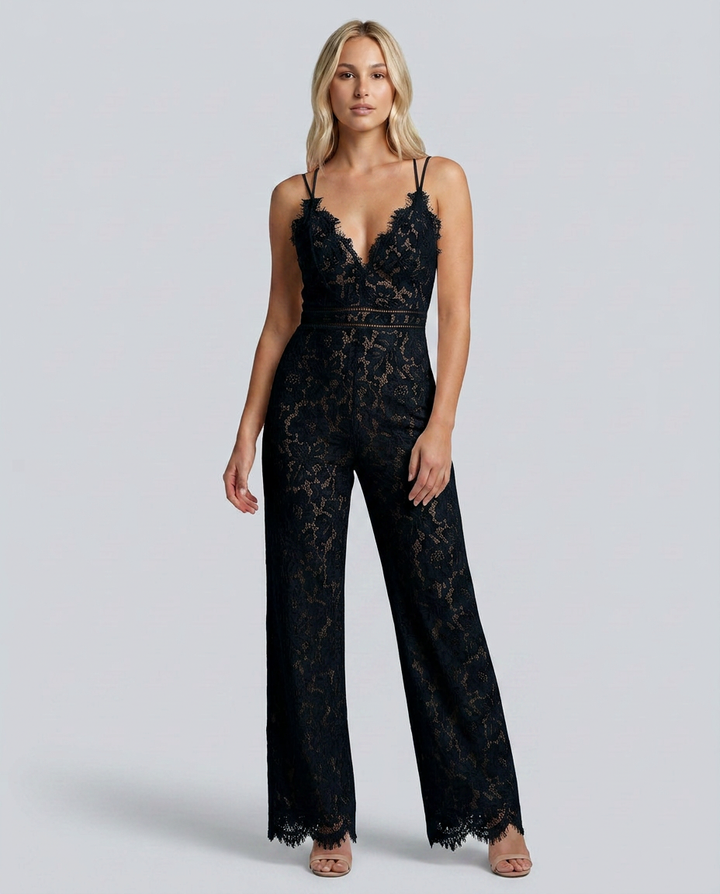 Sadie | Lace Jumpsuit with Wide-Leg Pants