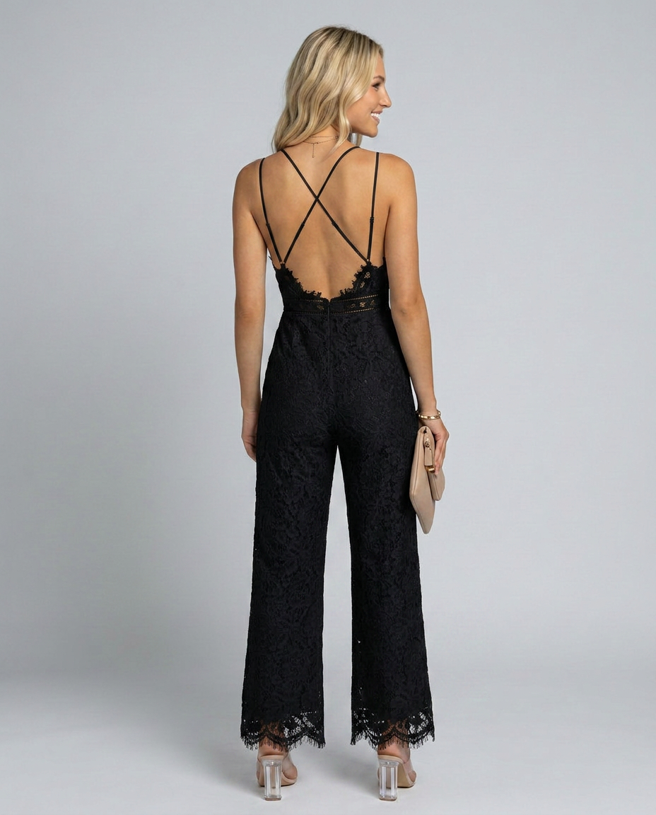 Sadie | Lace Jumpsuit with Wide-Leg Pants