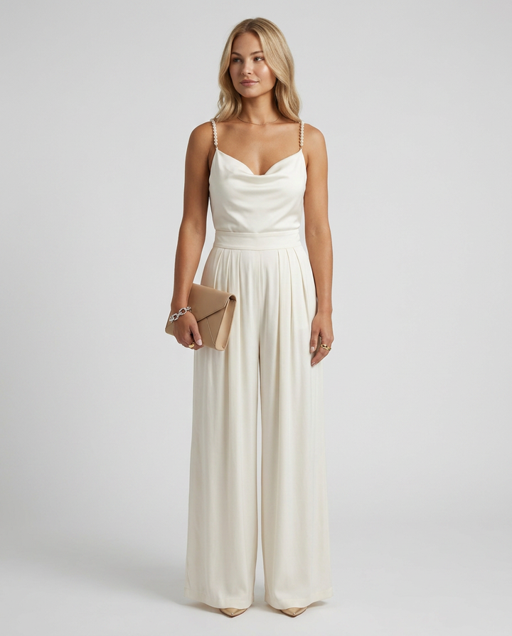 Noelle | Cowl Neck Jumpsuit with Straight-Leg Pants
