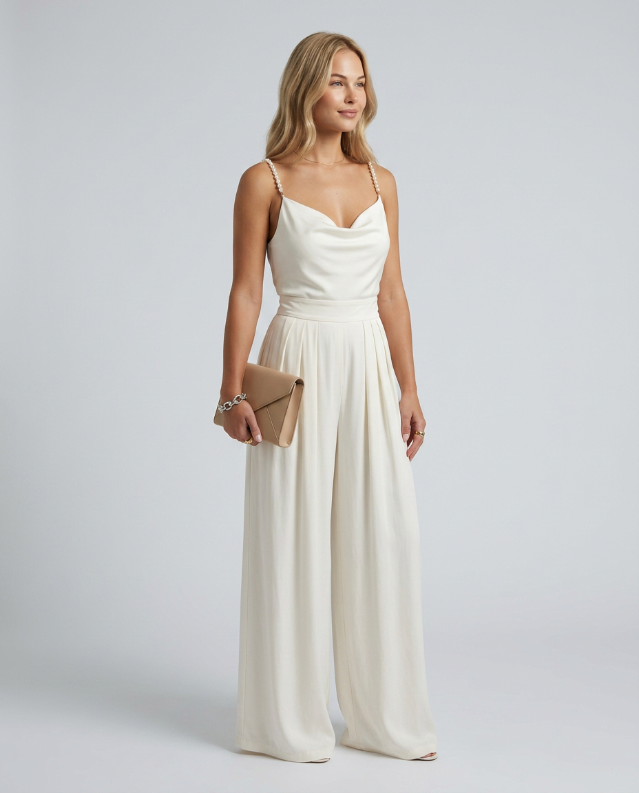 Noelle | Cowl Neck Jumpsuit with Straight-Leg Pants