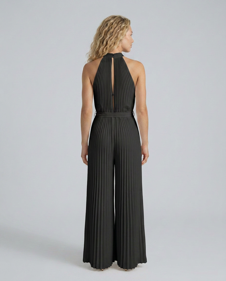 Nanette | Halter Neck Jumpsuit with Pleated Wide-Leg Pants