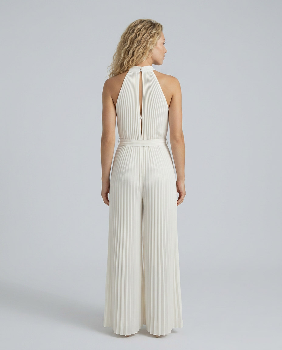 Nanette | Halter Neck Jumpsuit with Pleated Wide-Leg Pants