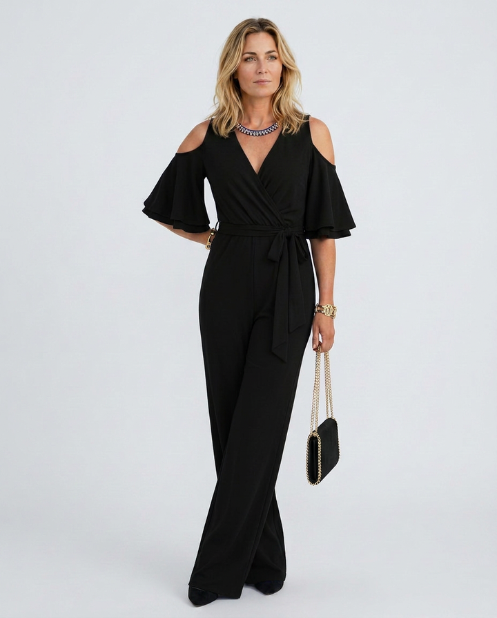Alison | Cold Shoulder Jumpsuit with Wide-Leg Pants