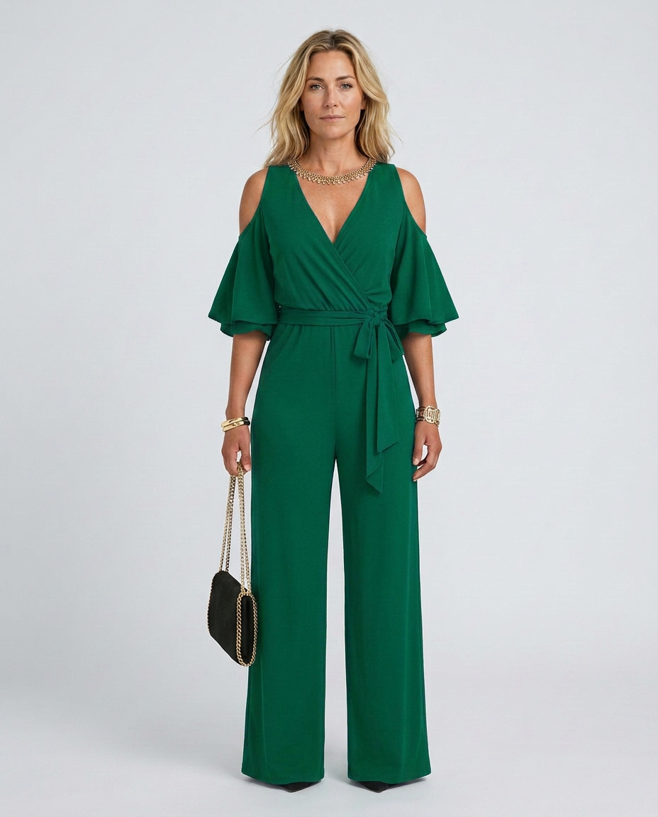 Alison | Cold Shoulder Jumpsuit with Wide-Leg Pants