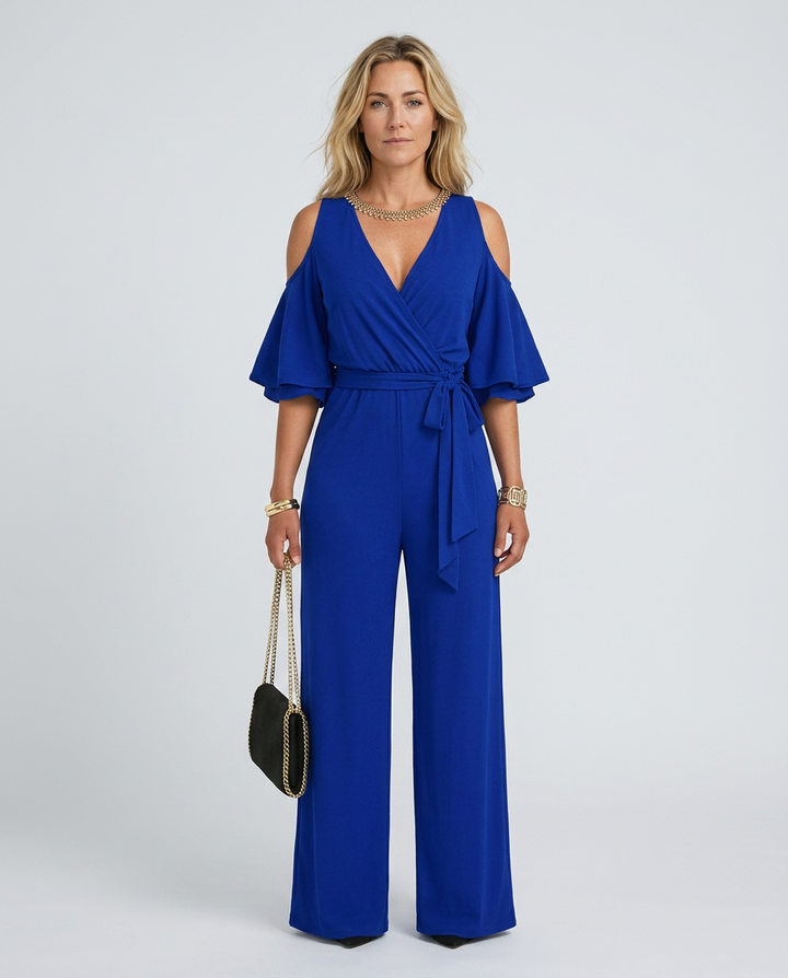Alison | Cold Shoulder Jumpsuit with Wide-Leg Pants
