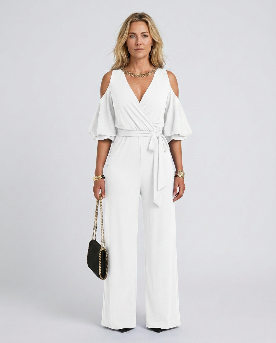 Alison | Cold Shoulder Jumpsuit with Wide-Leg Pants