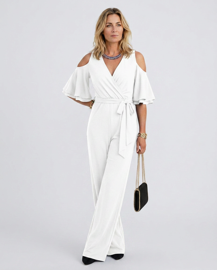 Alison | Cold Shoulder Jumpsuit with Wide-Leg Pants