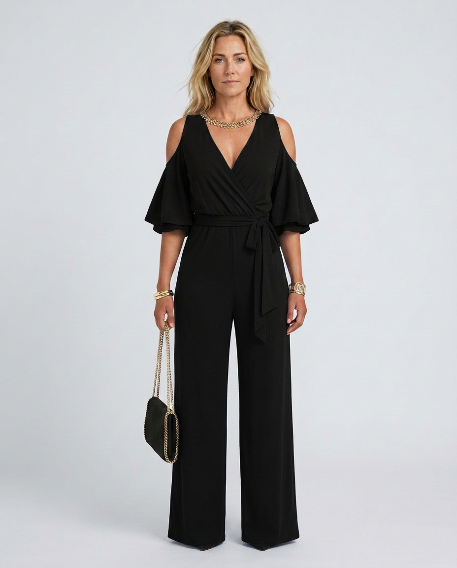 Alison | Cold Shoulder Jumpsuit with Wide-Leg Pants