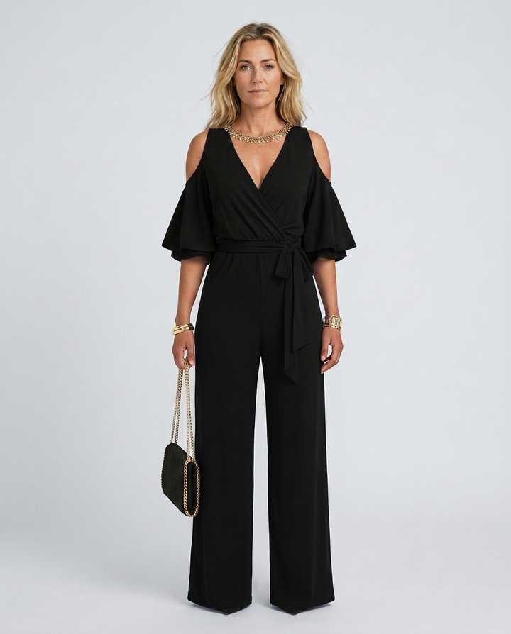 Alison | Cold Shoulder Jumpsuit with Wide-Leg Pants