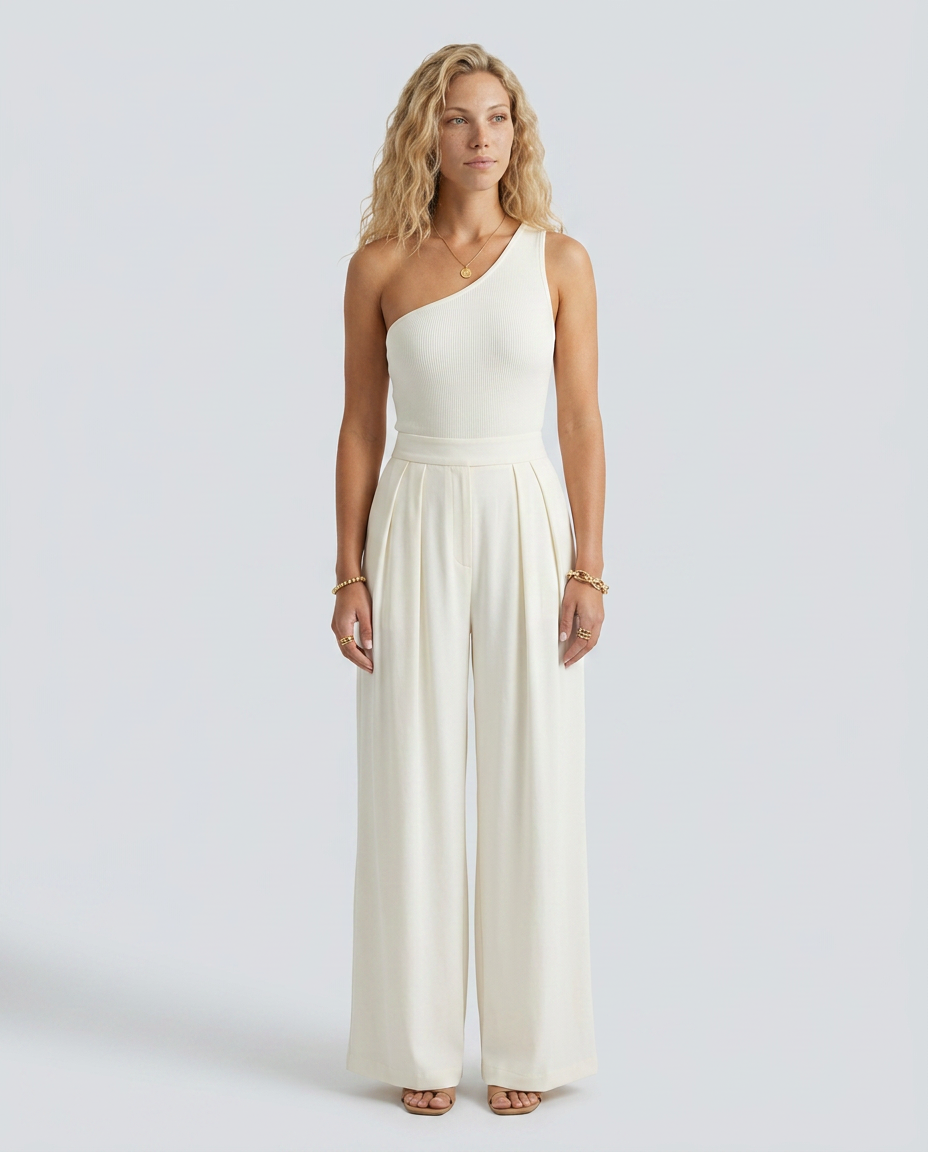 Eloise | One-Shoulder Jumpsuit with Wide-Leg Pants