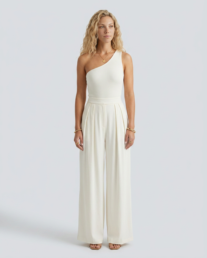 Eloise | One-Shoulder Jumpsuit with Wide-Leg Pants