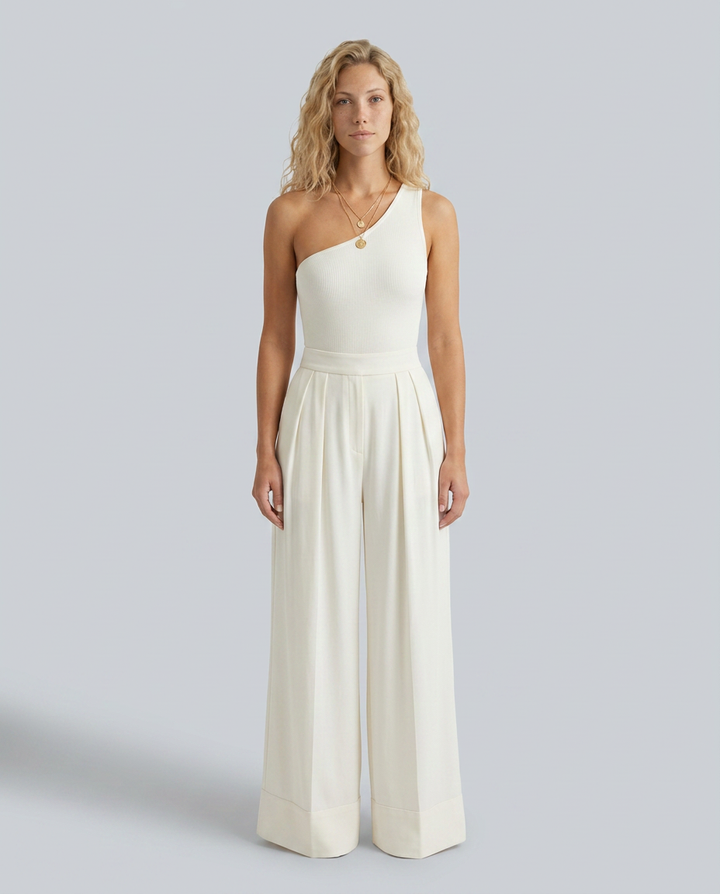 Eloise | One-Shoulder Jumpsuit with Wide-Leg Pants