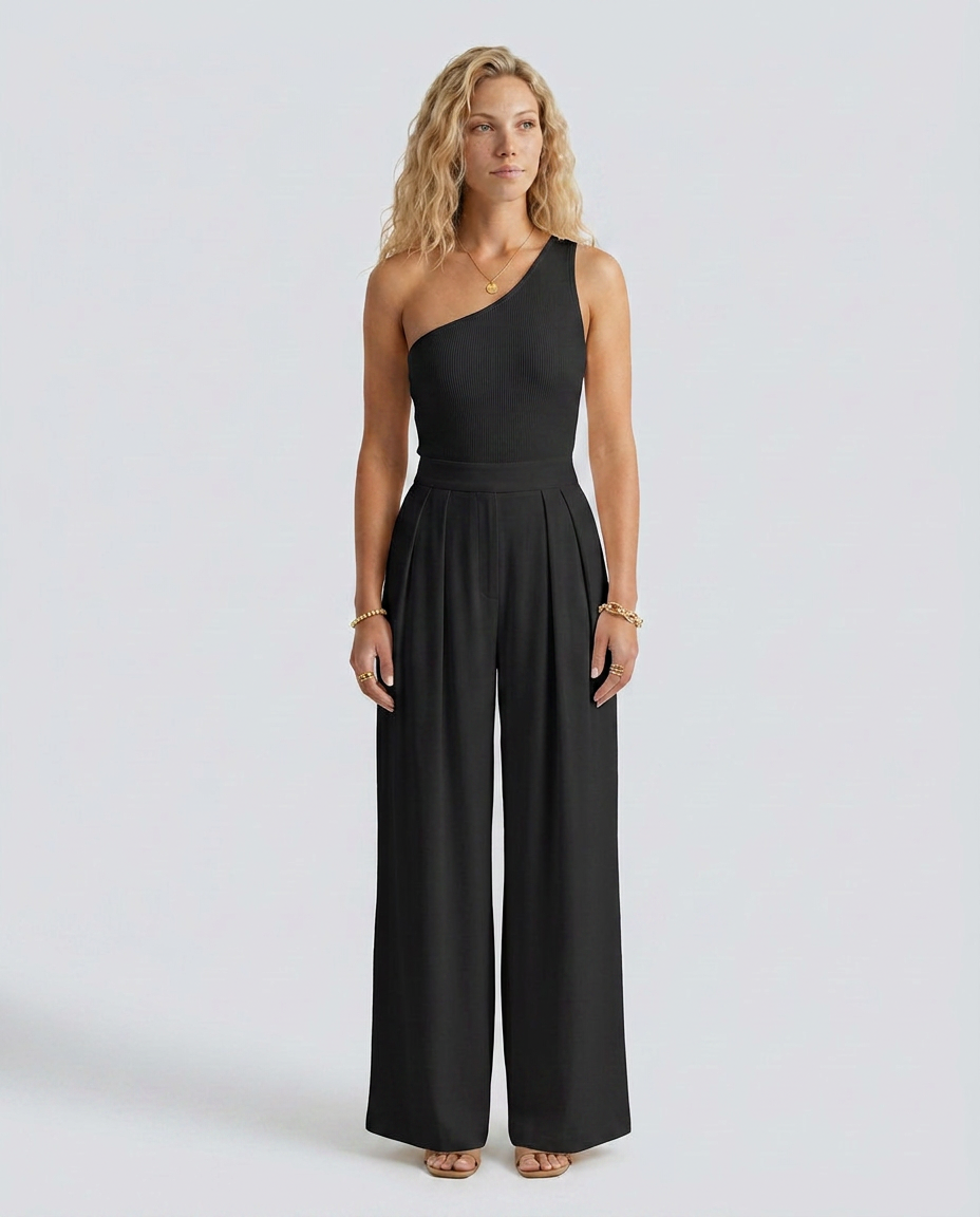 Eloise | One-Shoulder Jumpsuit with Wide-Leg Pants