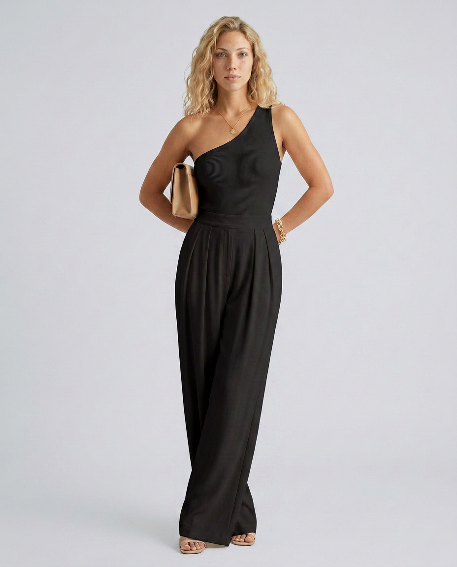 Eloise | One-Shoulder Jumpsuit with Wide-Leg Pants