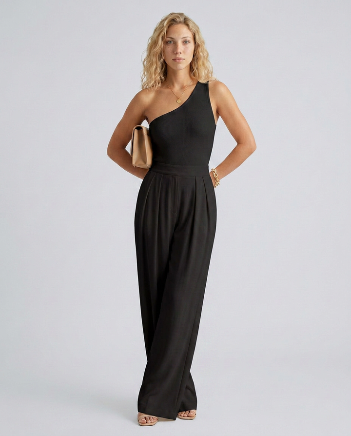 Eloise | One-Shoulder Jumpsuit with Wide-Leg Pants