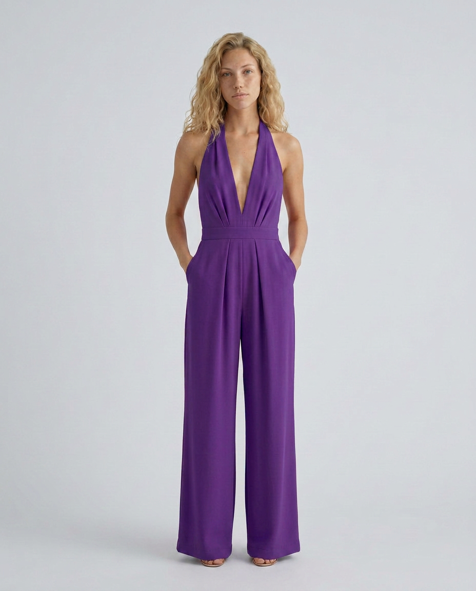 Lottie | Halter Jumpsuit with Wide-Leg Pants