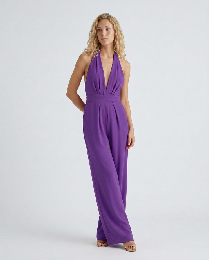 Lottie | Halter Jumpsuit with Wide-Leg Pants
