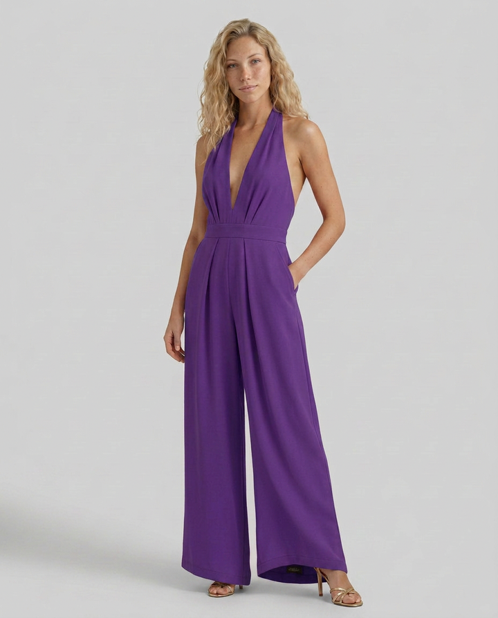 Lottie | Halter Jumpsuit with Wide-Leg Pants