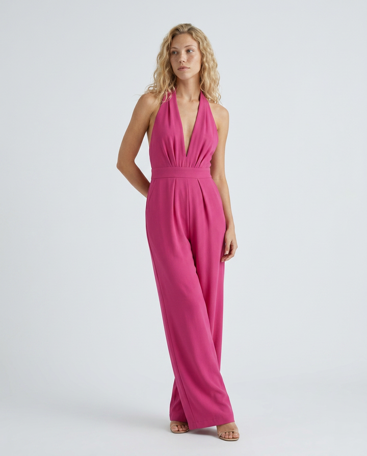 Lottie | Halter Jumpsuit with Wide-Leg Pants