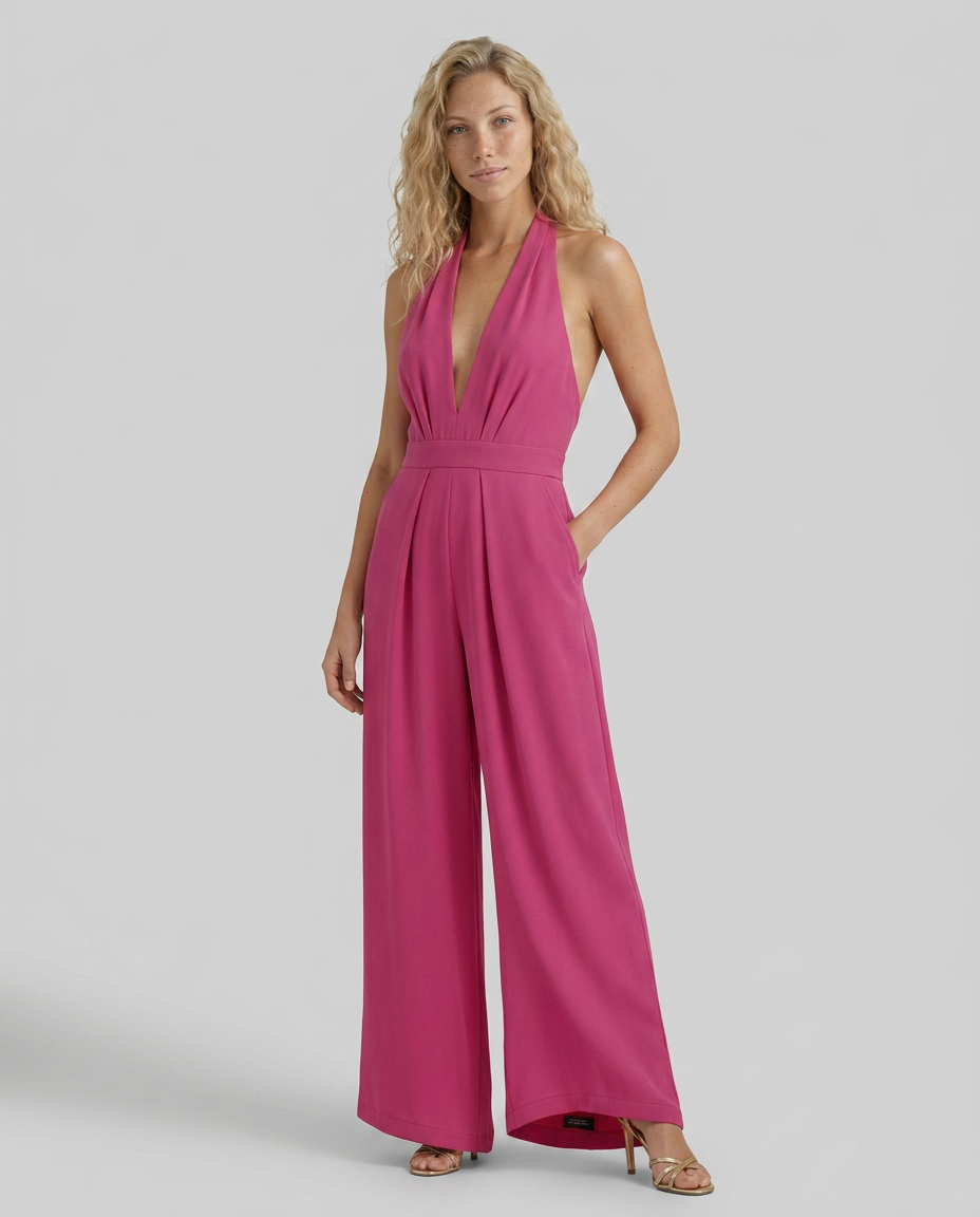 Lottie | Halter Jumpsuit with Wide-Leg Pants