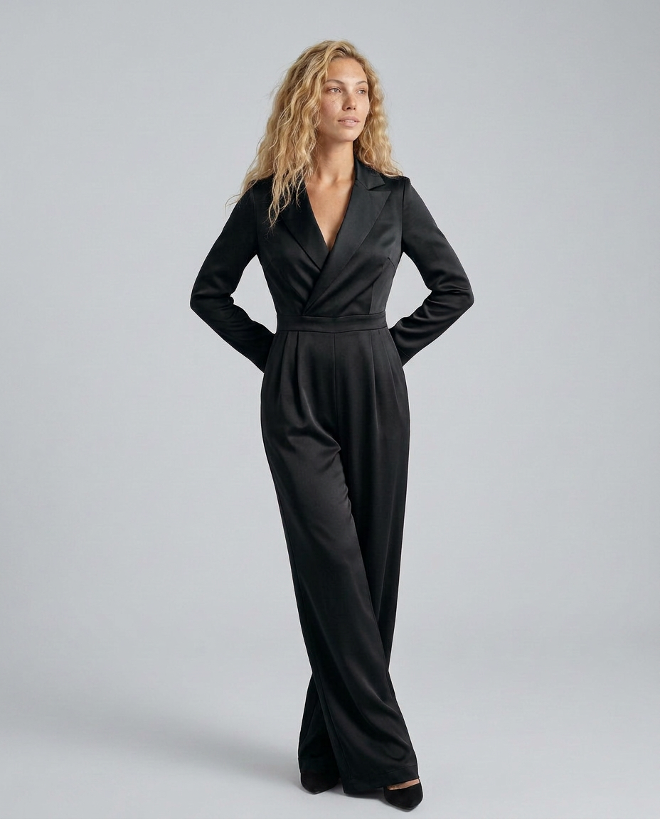 Ashlee | Long Sleeve Jumpsuit with Wide-Leg Pants