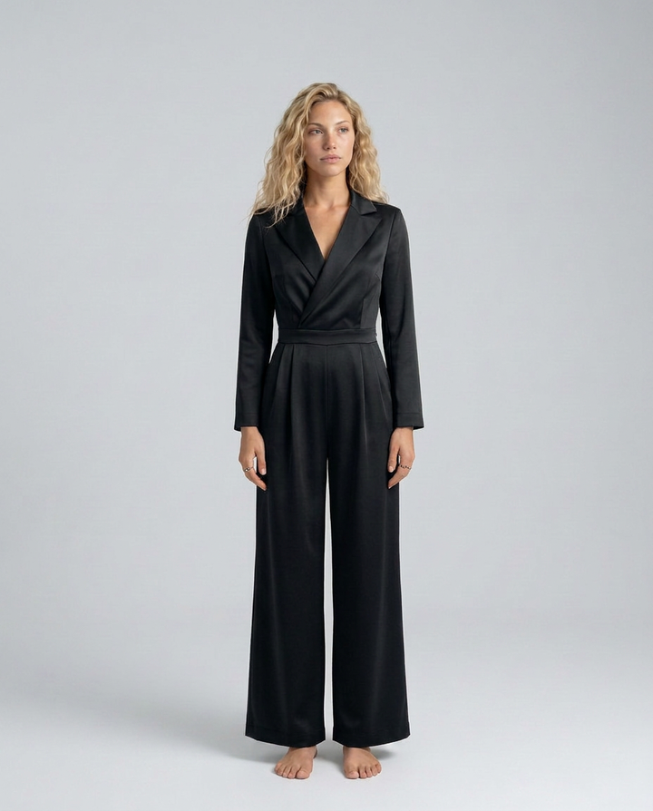 Ashlee | Long Sleeve Jumpsuit with Wide-Leg Pants