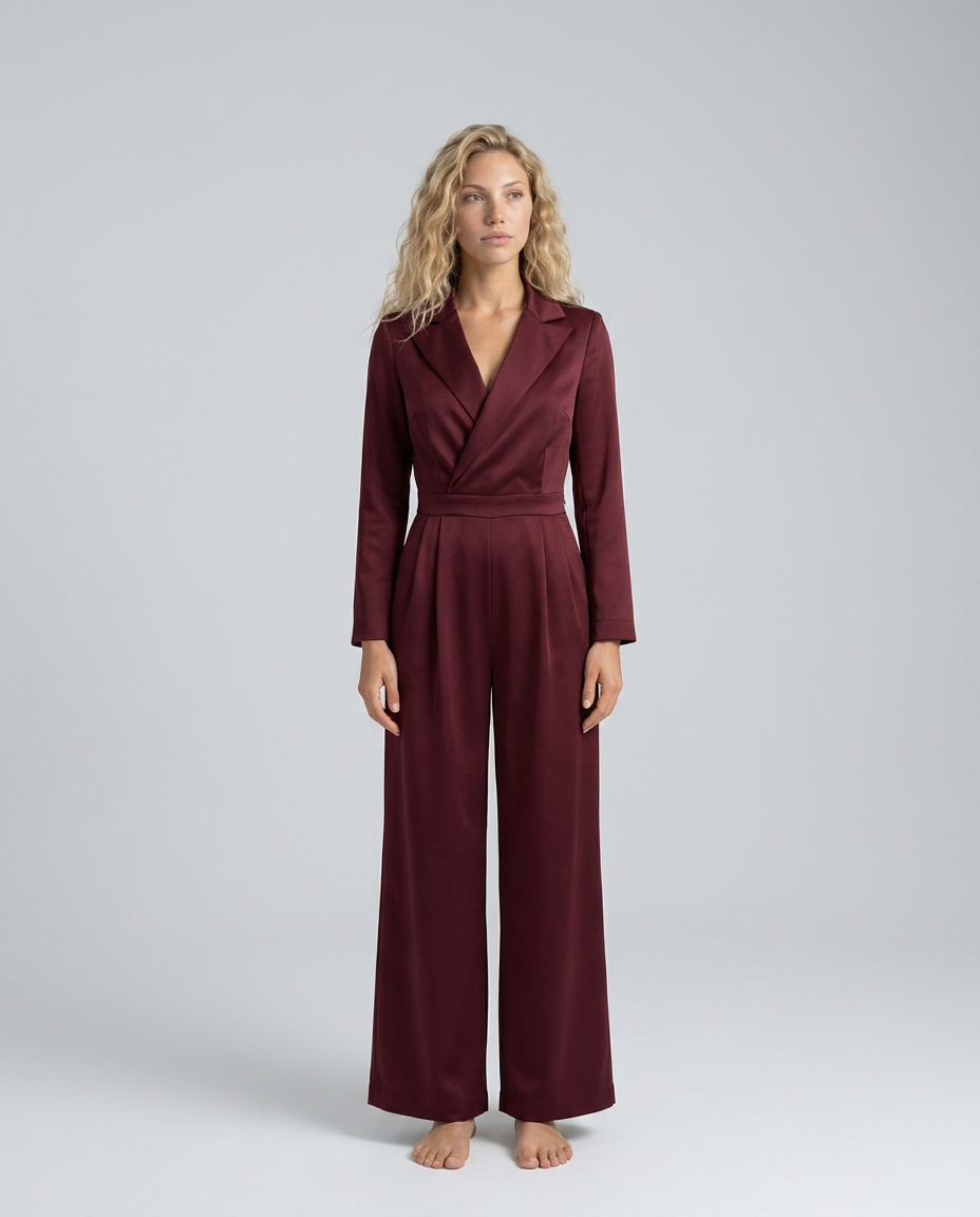Ashlee | Long Sleeve Jumpsuit with Wide-Leg Pants