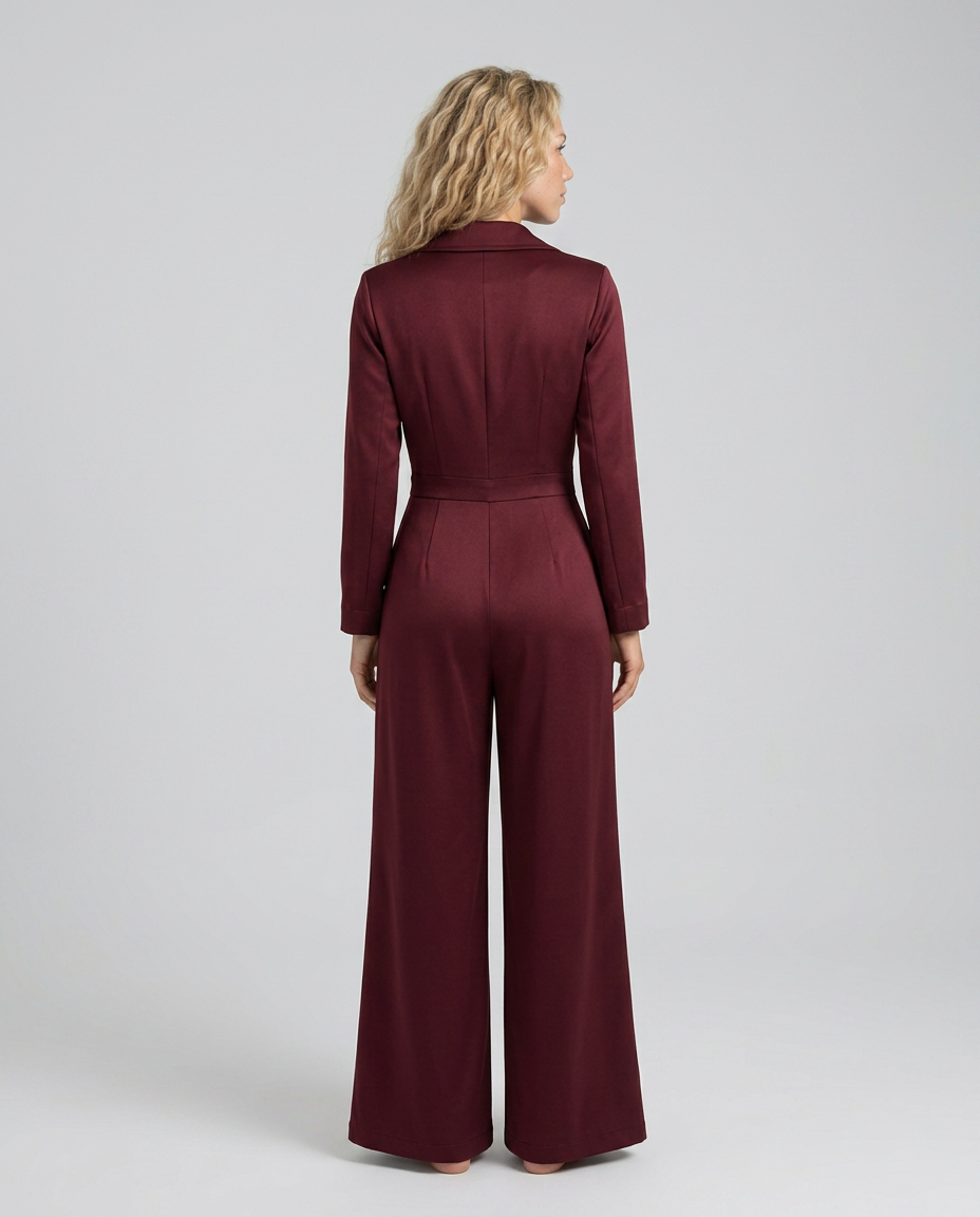 Ashlee | Long Sleeve Jumpsuit with Wide-Leg Pants