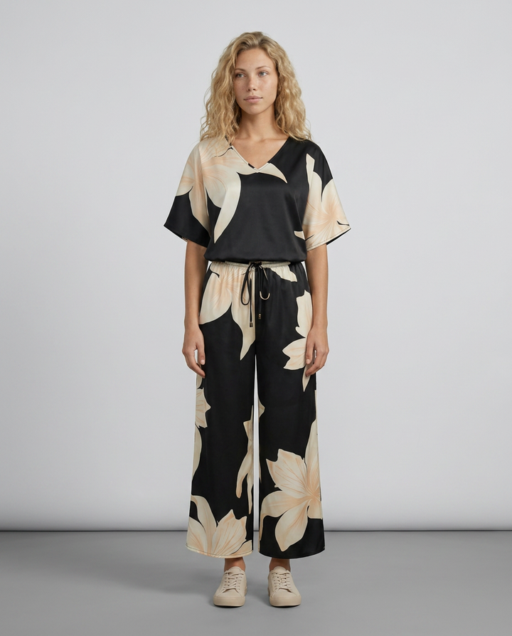 Darcy | Floral Print Jumpsuit with Wide-Leg Pants