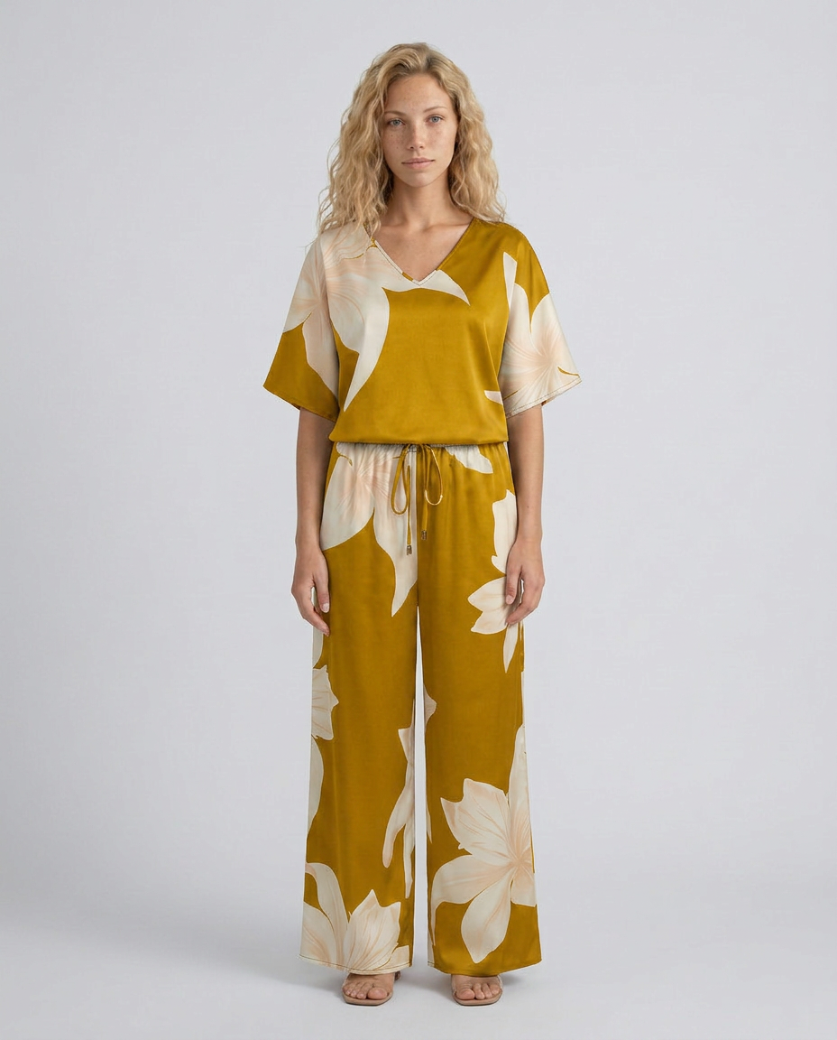 Darcy | Floral Print Jumpsuit with Wide-Leg Pants