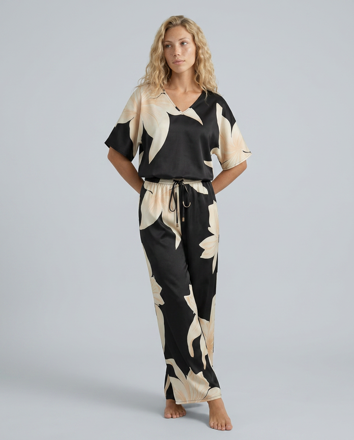 Darcy | Floral Print Jumpsuit with Wide-Leg Pants