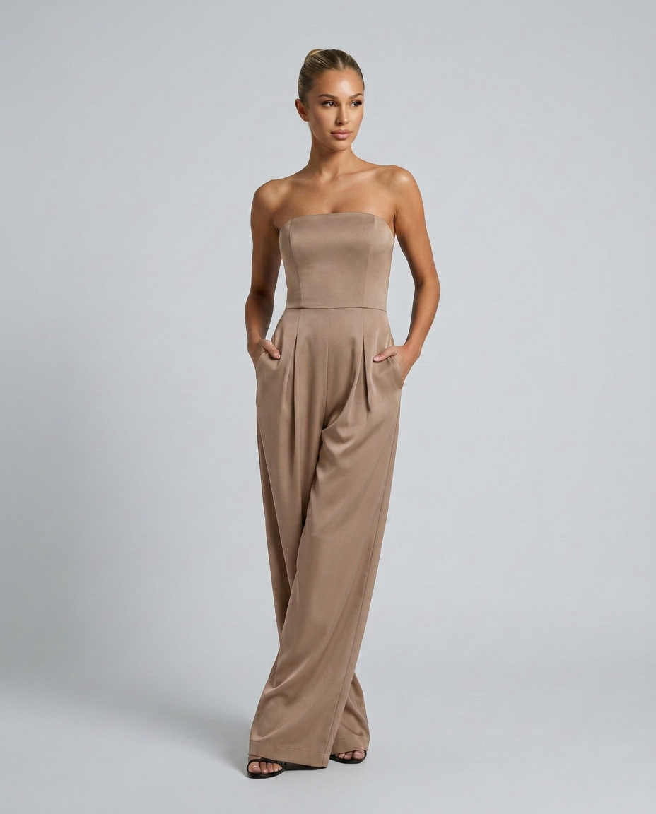 Dena | Strapless Jumpsuit with Wide-Leg Pants