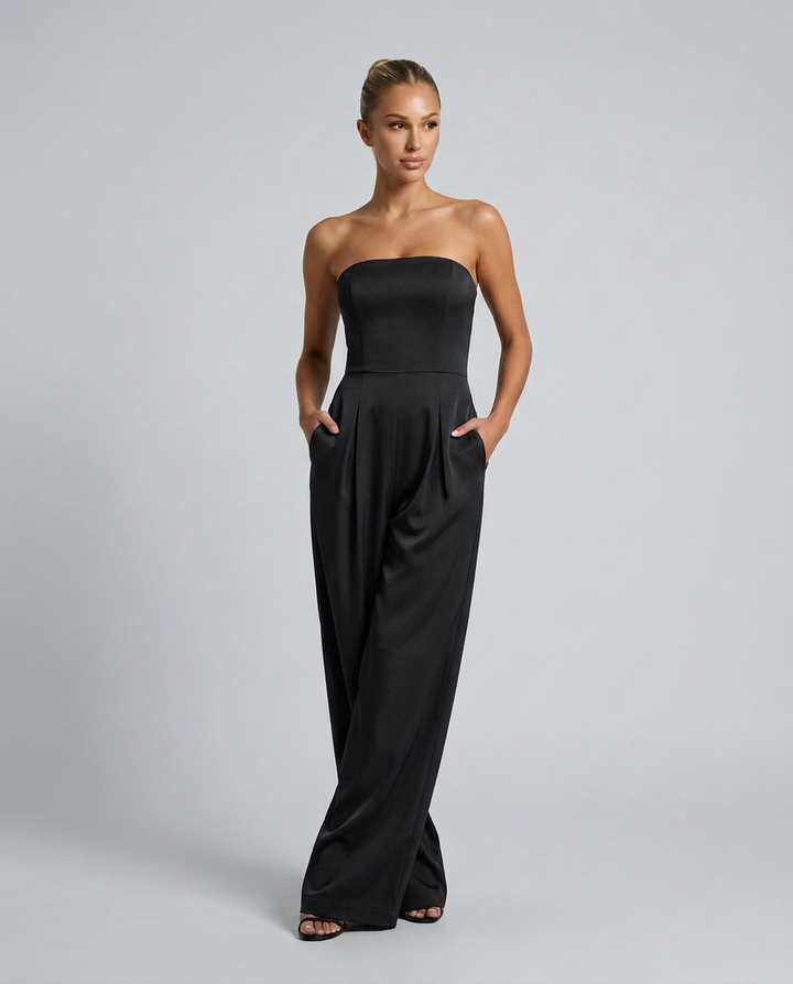 Dena | Strapless Jumpsuit with Wide-Leg Pants