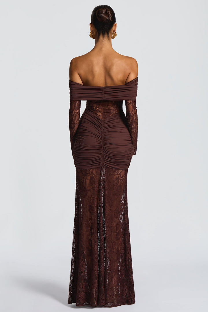 Cleo | Lace Long Sleeve Strapless Maxi Dress