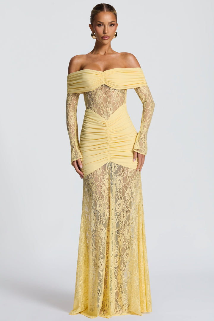 Sabine | Lace Long Sleeve Strapless Maxi Dress
